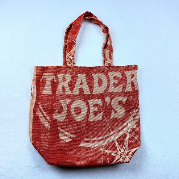 Trader Joe'S Other - Vintage Trader Joe's Woven Tote Bag Red Nautical Compass Lighthouse Tapestry